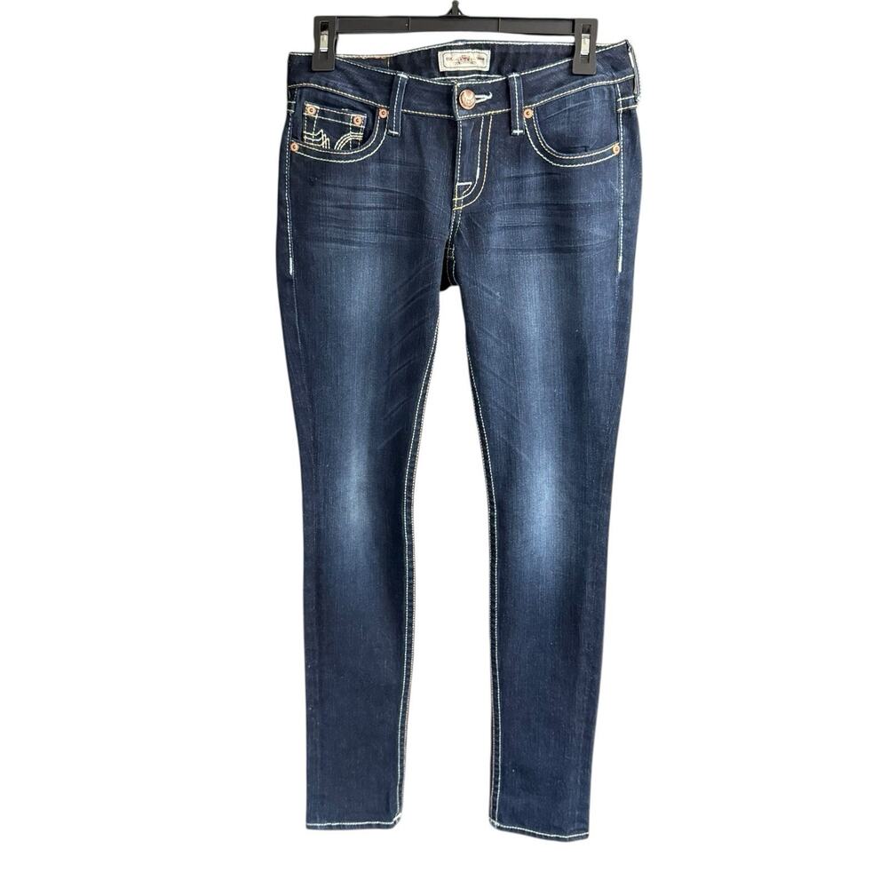 Vtg Y2K Prvcy Jeans Chelsea Women's 26 Flap Pocket Dark Wash Lowrise Whiskers